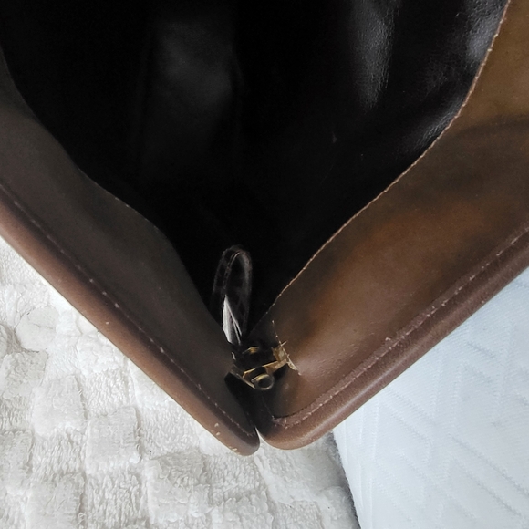 Mario Valentino Brown Leather Clutch with Textured Finish - Picture 11 of 12